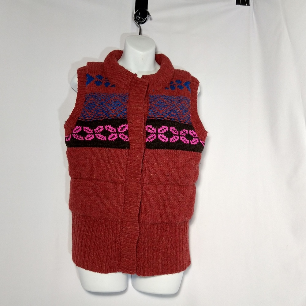 Free People Fair Isle Nordic Vest Knit Wool Sz Lrg